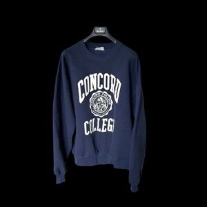 Vintage 80's Concord College Sweatshirt 90s University XXL Made In USA Navy Blue